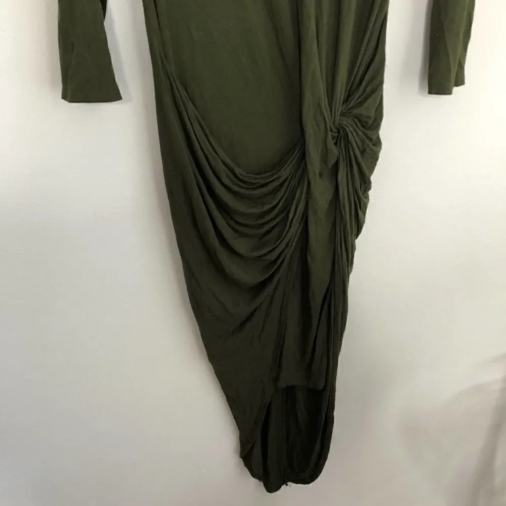 2/$30 Nordstrom The Vanity Room 3/4 Sleeve Olive Army Green Jersey Knot Dress, L